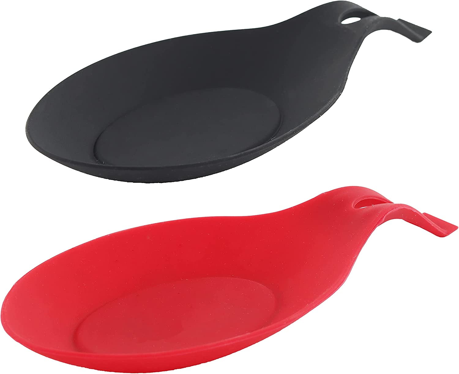 Servette Home Round Silicone Spoon Rests - Set of 2 Black/Red - Walmart.com