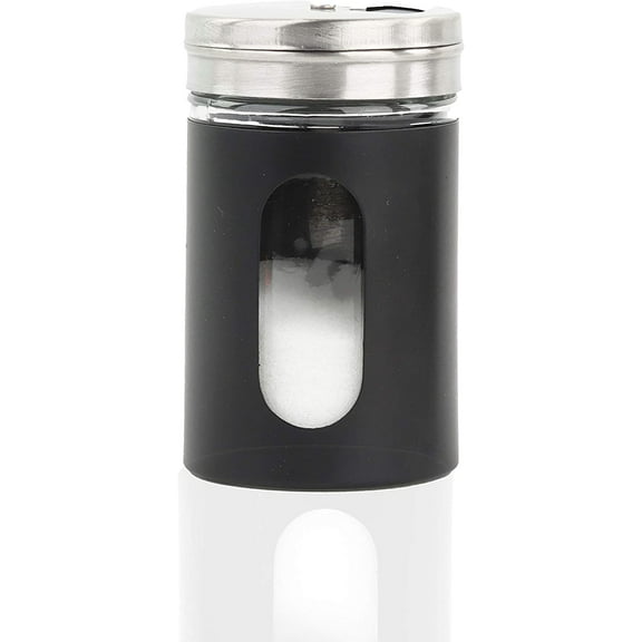 Servette Home Salt Pepper Shaker Retro Single Spice Jar Glass (Black) 1-Piece