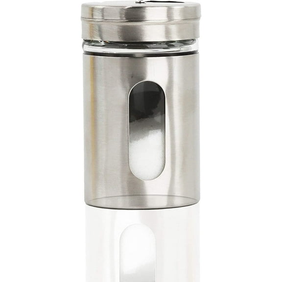 Servette Home Salt Pepper Shaker Retro Single Spice Jar Glass - Silver
