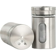 Servette Home Silver Salt Pepper Shakers Retro Spice Jars Glass - Set of 2 (Silver)