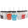 thumbnail image 1 of Servette Home Skull Mason Jar Glass 20 Ounce Mug with Lid and Straw Set of 10 Iridescent Cups, 1 of 7