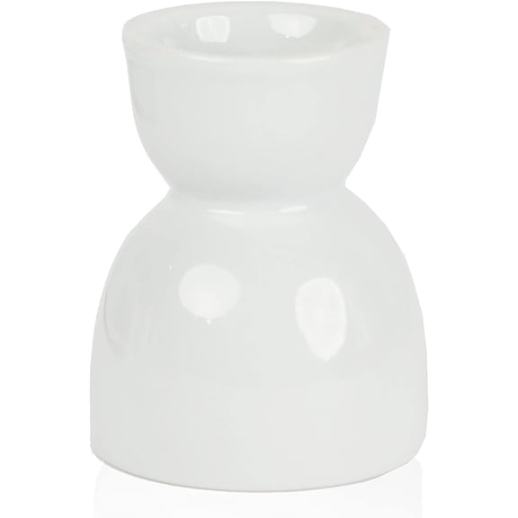 Servette Home Soft and Hard-Boiled Egg Holders - White Ceramic Double Cup - Single