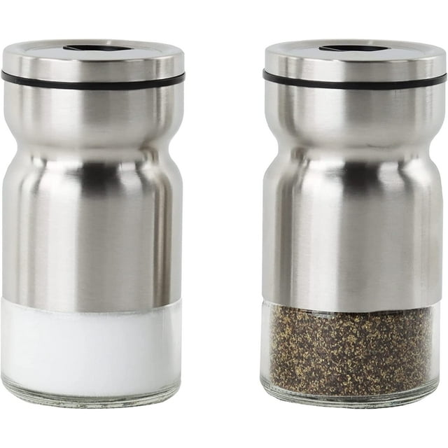 Servette Home Silver Grey Stainless Steel Salt and Pepper Shaker Set of ...