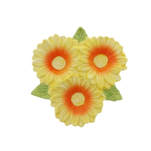 Servette Home Three-Section Ceramic Snack Dish Sunflower Condiment Dish