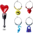 thumbnail image 1 of Servette Home Wine Bottle Stopper with 4 Wine Glass Charms - Heart, 1 of 6