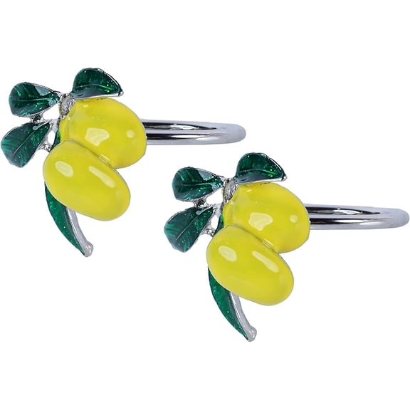 Servette Home Metal Yellow Lemons with Green Leaves Napkin Rings Set of 2, Birthdays
