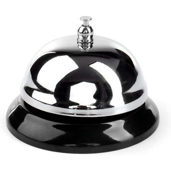 Service Call Bell Classic with Black Base Touch Button 3.5inch Diameter for Office Kitchen Desk Table Hotel Counter Reception Restaurant Bar Ringer in Metal Silver