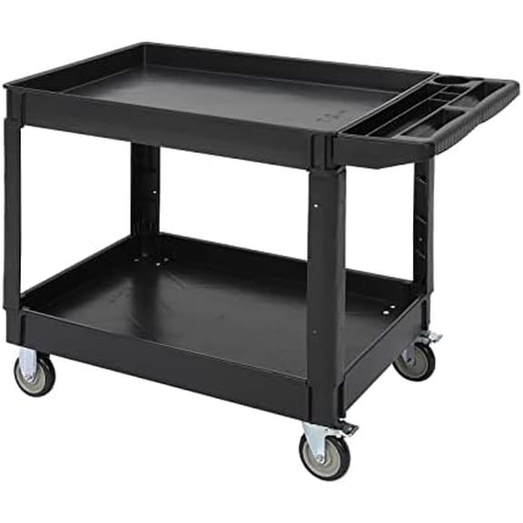 Service Cart 2-Shelf, Storage Handle, 500 lbs Capacity, for Warehouse/Garage/Cleaning/Manufacturing45"X25"$$Office