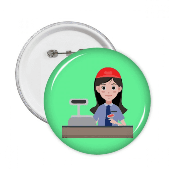 Service Cashier Supermarket Checkout Pins Badge Button Emblem Accessory Decoration 5pcs