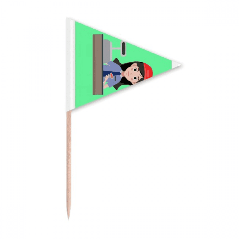 Service Cashier Supermarket Checkout Toothpick Triangle Cupcake Toppers ...