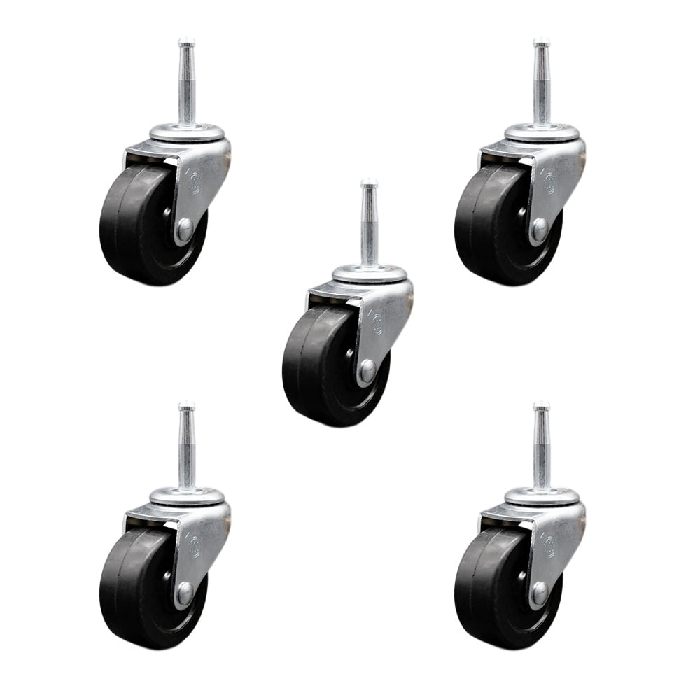 Service Caster 2 Inch Swivel Soft Rubber Casters and 5/16 Grip Neck