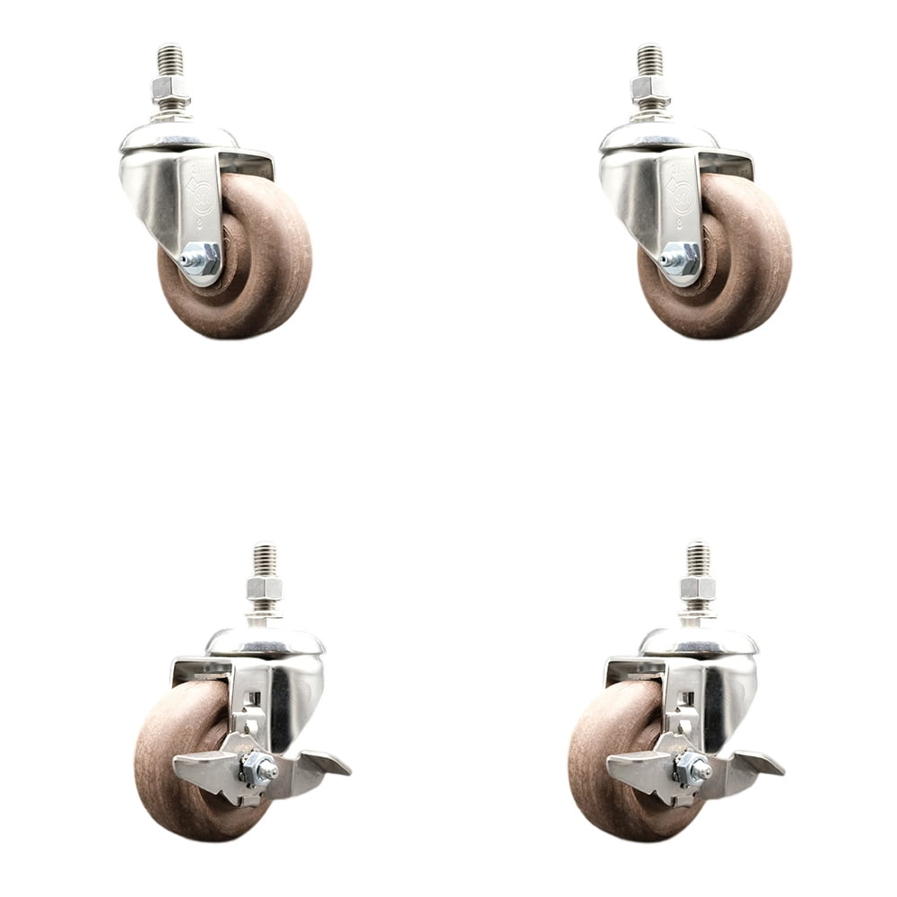 Service Caster Brand 3.5 Inch 316 Stainless Steel Light Duty Threaded