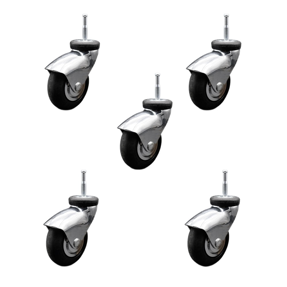 Service Caster Bright Chrome Hooded 3 Inch Swivel Neoprene Rubber