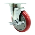 thumbnail image 1 of Service Caster - Universal Kitchen Caster - 5" Red Poly Wheel - Swivel w/Brake, 1 of 2