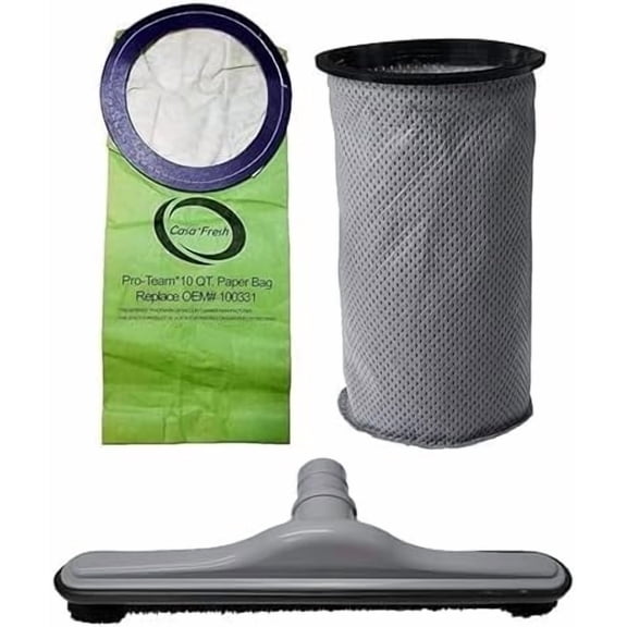 Service Compatible with Proteam 10 QT Round BackPack Vacuums - Coachvac, Super Coachvac, Megavac (10 Bags 100331 + MicroLiner 100565 + Bare Floor Tool)$$Household Cleaning Products & Supplies