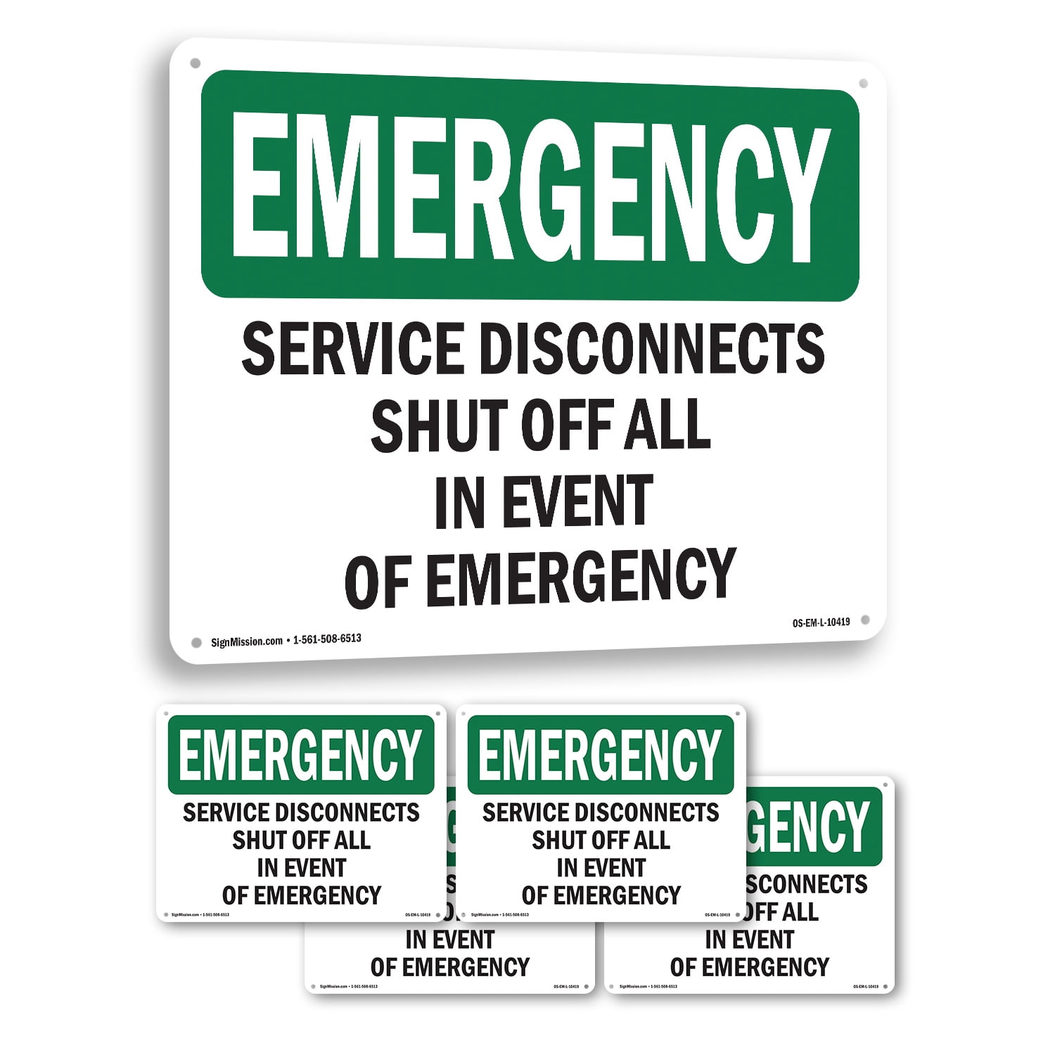 Service Box Off Service Disconnects Shut Off All In Event OSHA Emergency Aluminum Sign ...