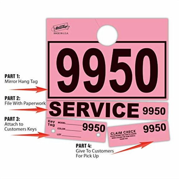 Service Dispatch Numbers RL78 Style Mirror Hang Tags Numbered (Pink, 7000-7999)