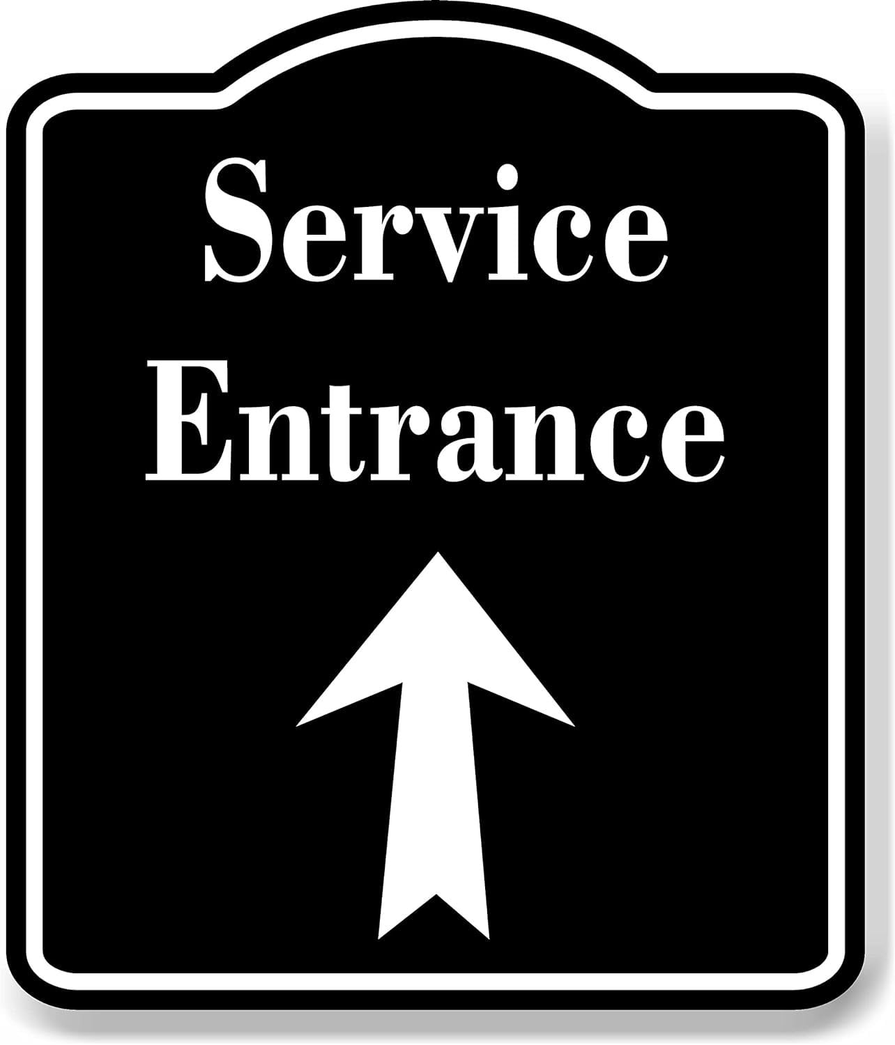 Service Entrance Up Arrow BLACK Aluminum Composite Sign, 15