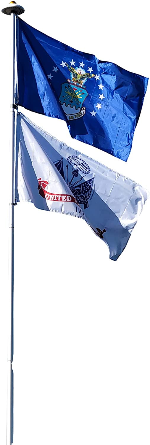 20 Foot Silver Aluminum Sectional Flagpole Kit with USA Flag