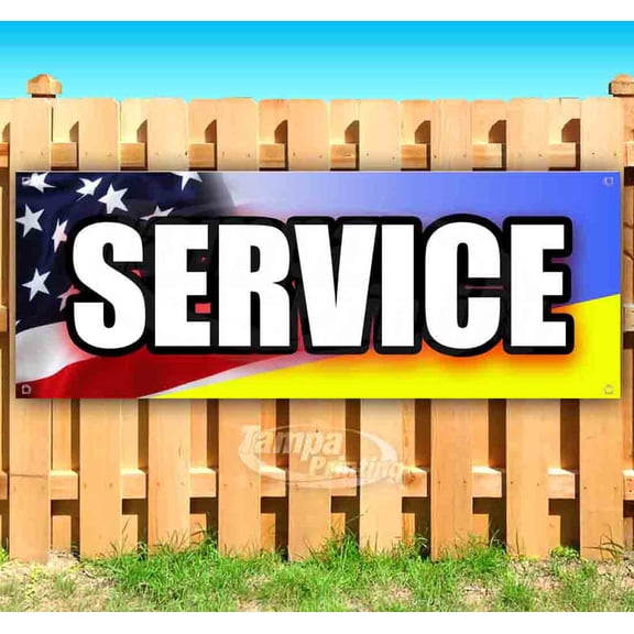 Service Flag 13 oz Vinyl Banner With Metal Grommets