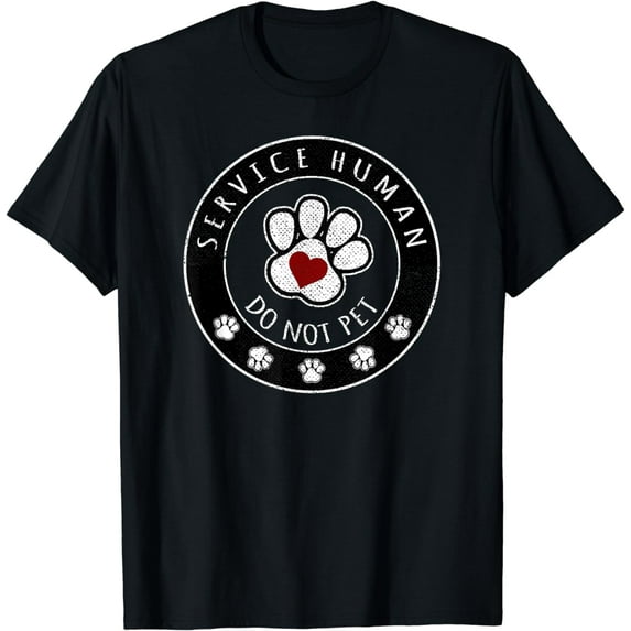 Service Human Do Not Pet Dog Lovers Paw Print Heart T-shirt