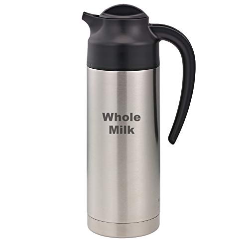 Service Ideas S2SN100WHOLEET Steelvac Carafe,"Whole Milk" Etched, 1 L, Stainless Base