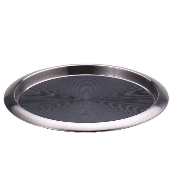 Service Ideas TR1412SR Tray with Top and Bottom Built in Non-Slip Rubber Inserts, 12" Round, Dishwasher Safe, Stainless Steel