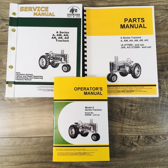 Service Manual Set For John D A Ao Ah An Ar Aw Tractor Parts Operator Owners