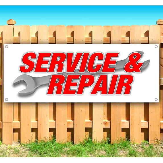 Service & Repair 13 oz Vinyl Banner With Metal Grommets
