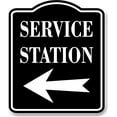 thumbnail image 1 of Service Station Left Arrow BLACK Aluminum Composite Sign, 8.5"x10", 1 of 5