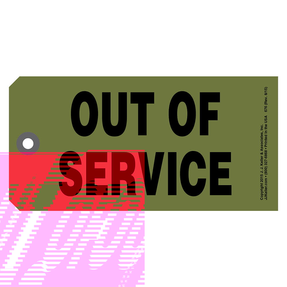 Out of Service Tags 50-pk. - 6.25" x 3.5", Cardstock, Clipped Corners with 12" Tag Wires Attached - Easily Identify Equipment Availability - J. J. Keller & Associates