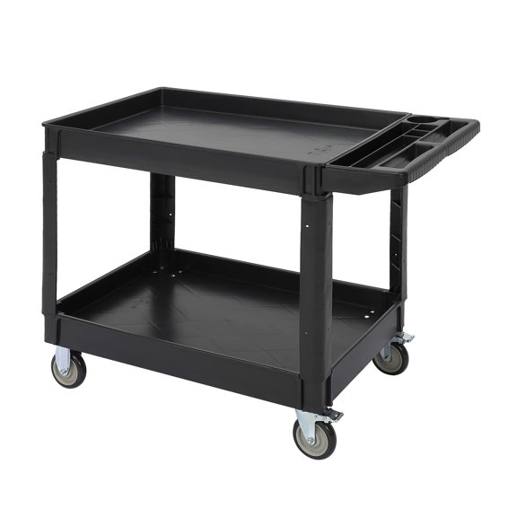 Service Utility Cart 2-Shelf Utility/Service Cart, 500-Pound Capacity, Storage Handle, for Warehouse/Garage/Cleaning/Manufacturing，45"X25"