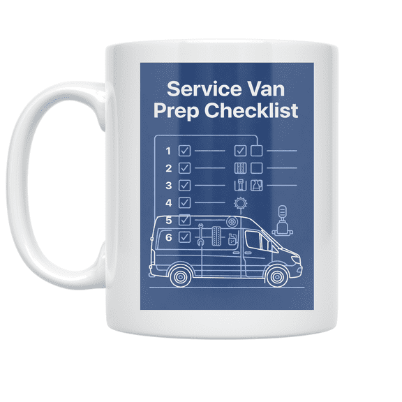 Service Van Prep Checklist Blueprint Design - Service Crew - 11 oz Ceramic Coffee Mug
