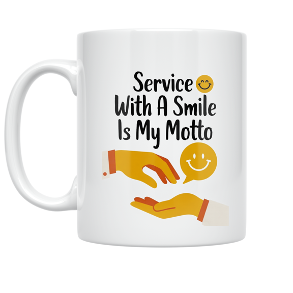 Service With A Smile Is My Motto - Community Service Advocate - 11 oz Ceramic Coffee Mug