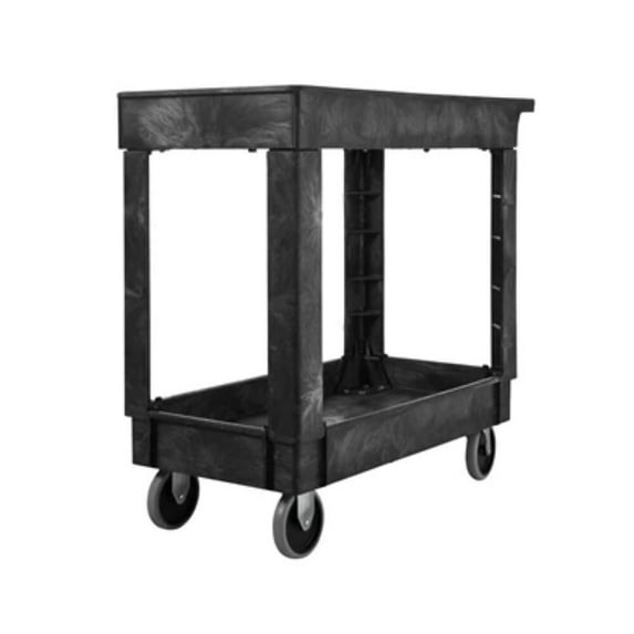 Rubbermaid Commercial Service/Utility Cart, Two-Shelf, 34.13w x 17.38d x 32.38h, Black -RCP9T6600BLA
