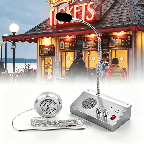 KOQICALL Dual-Way Window Speaker Intercom System with Microphone and Speaker - Talk through glass intercom for Business, Bank, Ticket Window