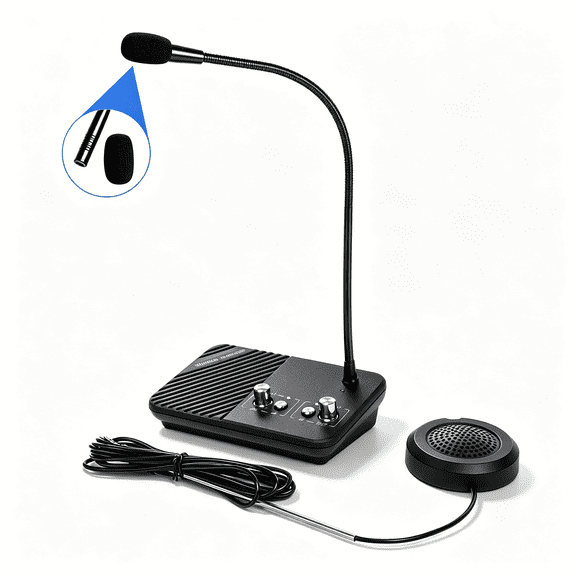 Window Speaker Intercom System - Anti-Interference Dual Way Intercommunication Microphone and Speaker for Bank, Office, Restaurant, Store
