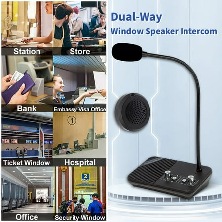 KOQICALL Window Speaker Intercom System with Microphone, Dual-Way Communication, Anti-Interference, Mute Function