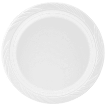 Serving 10" Disposable White Salad Plastic Plates - Durable & Eco-Friendly - Perfect for Restaurants, and Elegant Parties - Hassle-Free Cleanup - Set of 100