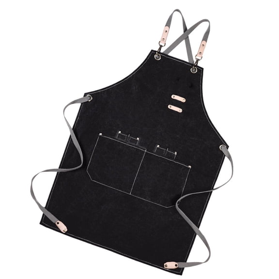 WRITWAA Coffee Apron, Black Canvas, Halter Style, Adjustable Straps, Pockets for Tools, Kitchen Use