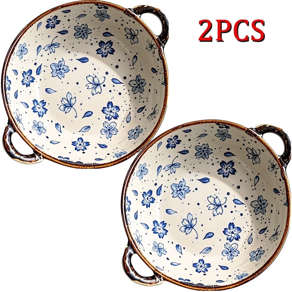 Serving Bowl Set 24oz Pasta Bowl for Salad Soup Ramen Ceramic Bowl with Handle ,Porcelain Stoneware Dish,700ML - Walmart.com