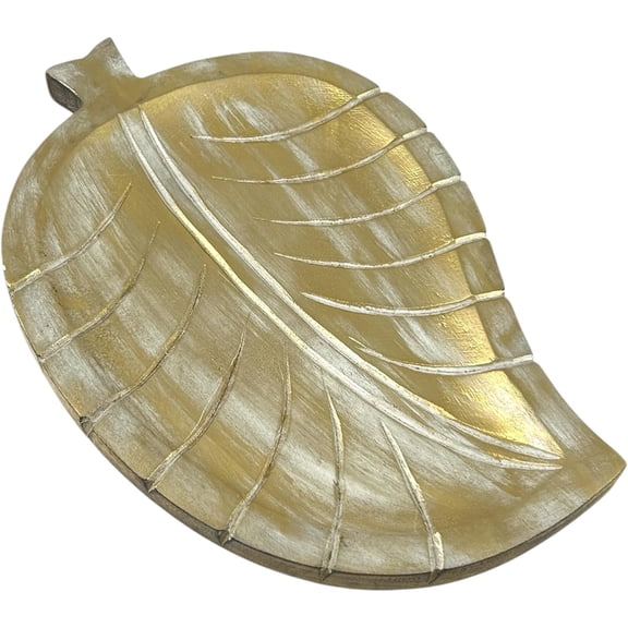 Serving Bowl for , Kitchen, Fruits, Salads, Chips, Dip/Multipurpose/Hand Made/ Mango /  (Golden Leaf)