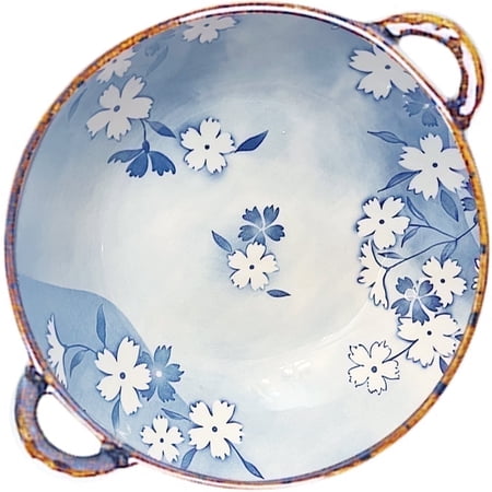 Decorative Serving Bowl - 24oz Ceramic Soup Bowl with Handle Breakfast Bowl for Salad,Pasta,Ramen,700ML Porcelain Stoneware Decorative Dish