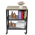 thumbnail image 1 of Serving Cart, 3-Tier Kitchen Rolling Serving Cart, Microwave Cart for Kitchen on Wheels with Storage, 2 Mesh Shelves and 2 Lockable Wheels Grey, 1 of 8