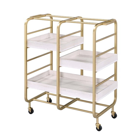 Rectangular Serving Cart | Great for Entertaining Occasions | Metal Frame with Adjustable Trays | Supports Heavy Loads