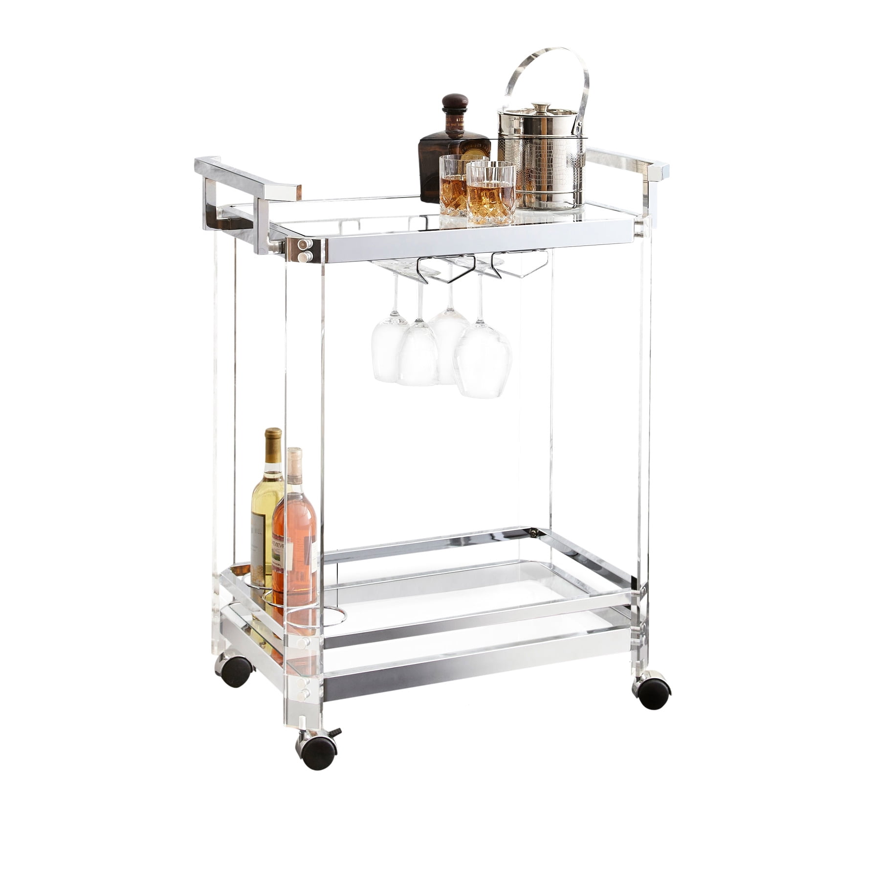 Serving Cart In Silver, Two Shelves And Movable , Functionality Look ...