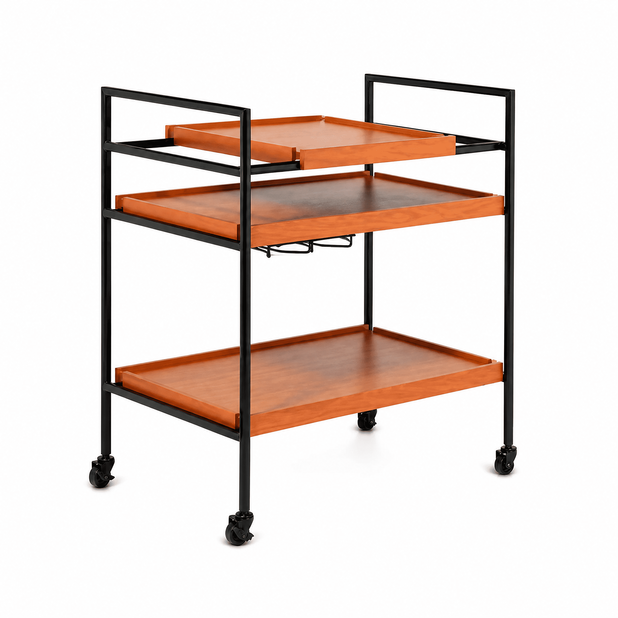 Serving Cart Oak & Black Finish