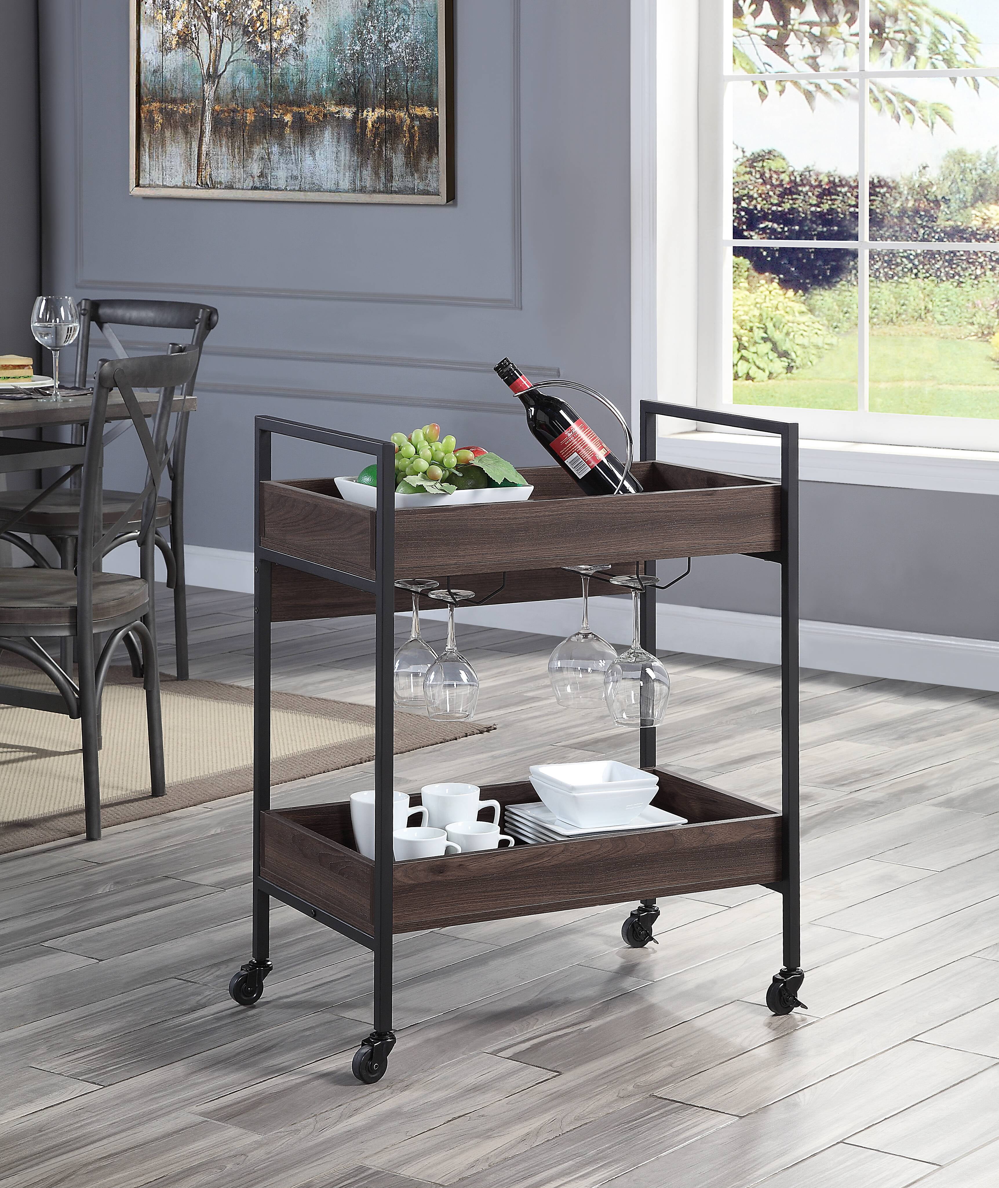 Serving Cart Walnut & Black Finish