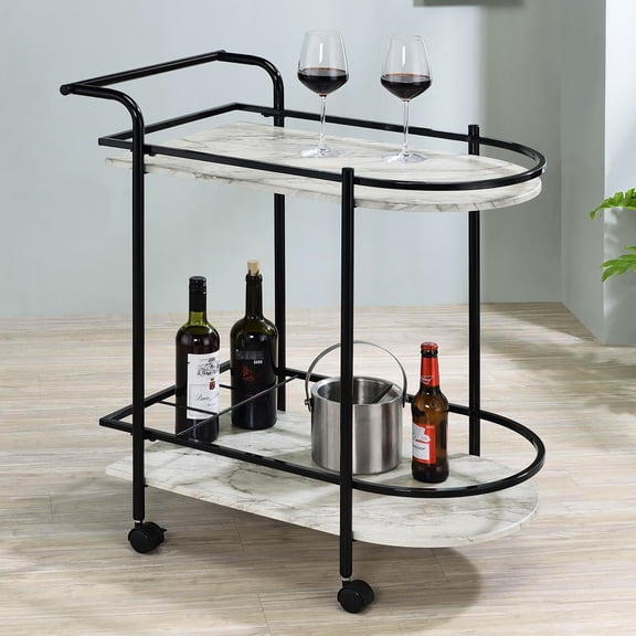 Serving Cart for Dining | Hosts Gatherings Stylishly | Metal Frame with PVC Finish | Smooth - Rolling Casters