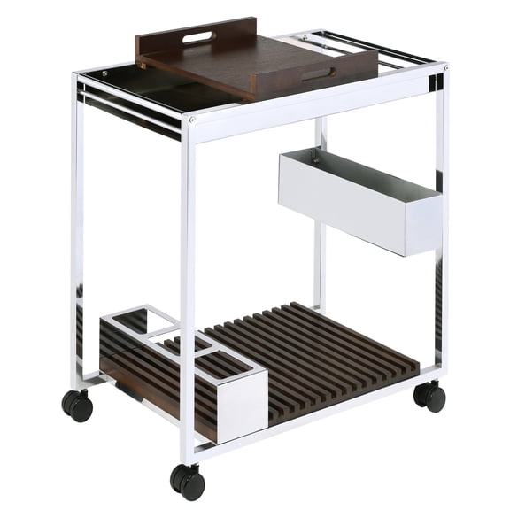 Serving Cart with Caster Wheels and Removable Tray | In Dining Room, Smooth Transport of Goods